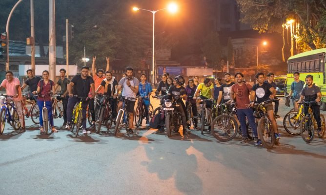 Midnight cycling at Colaba