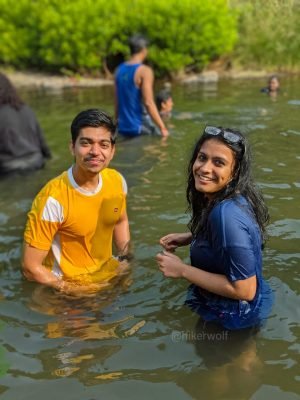 Couple Enjoying River Bath| Camping Near Mumbai- Hikerwolf