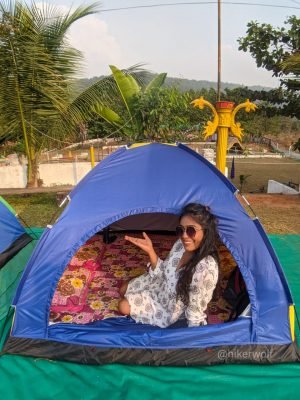 Girl Posing In Tent|- Camping Near Mumbai - Hikerwolf