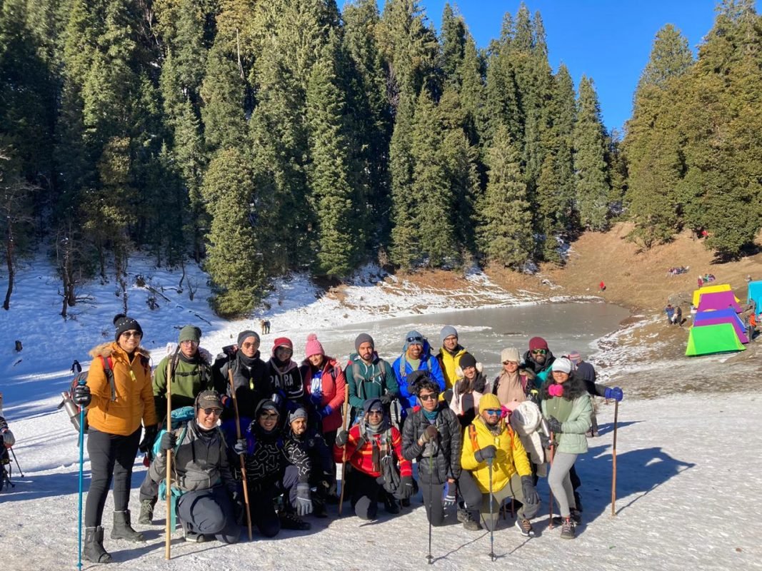A Group Of People Trekking To Kedarkantha Peak | KedarKantha Trek