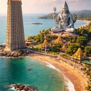 Murudeshwar Temple 8K Wallpaper _ Lord Shiva by the Sea _ Divine Indian Aesthetic