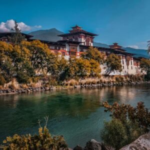 Punakha Dzong beside the river on a HikerWolf Bhutan backpacking trip