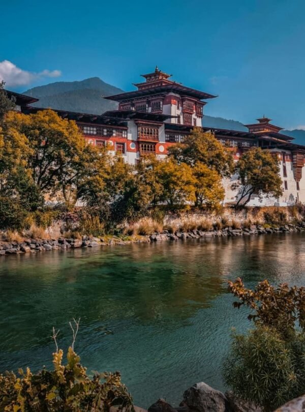 Punakha Dzong beside the river on a HikerWolf Bhutan backpacking trip